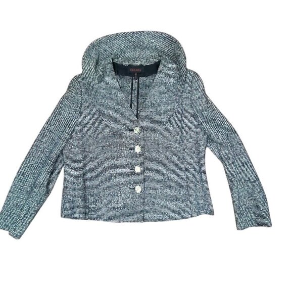 Escada Tweed Long Sleeve Collared Single Breasted Office Work Blazer Gray 44 - Picture 2 of 16